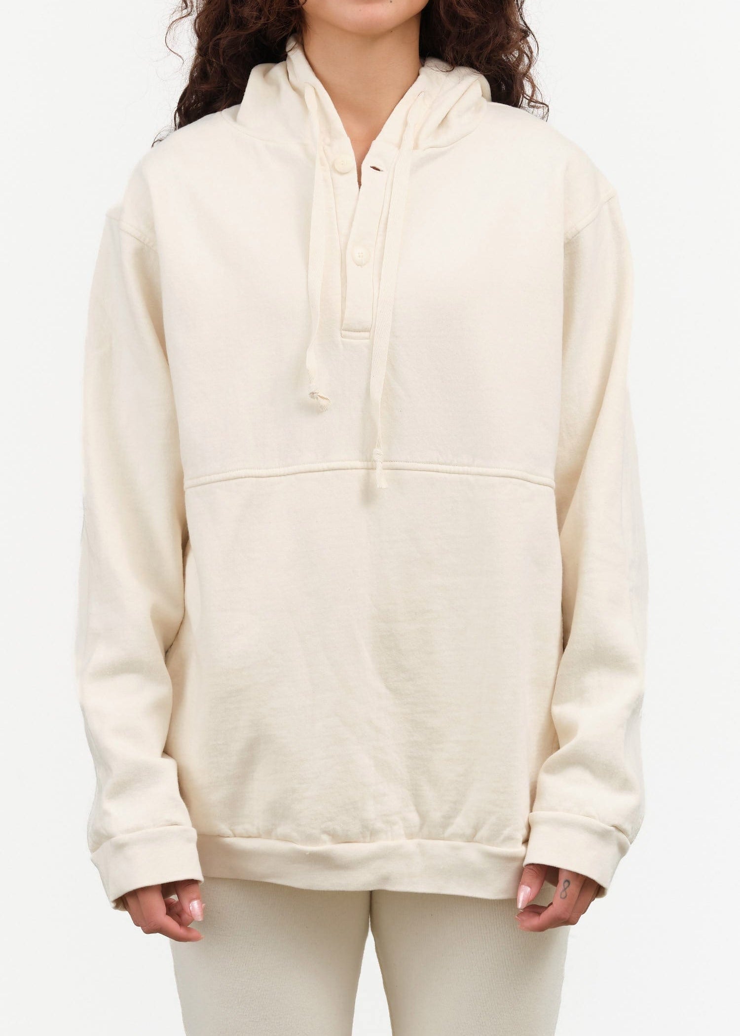 Wol Hide Apparel Womens Lounge Popover Hoodie in Natural