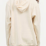 Natural White Long Sleeve Popover Hoodie With Top Buttons by Wol Hide Designer Brand 