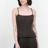 Wol Hide Rib Cami in Washed Black