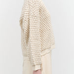 Bone Off White Long Sleeve Textured Pullover Sweater by Wol Hide