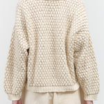 Wol Hide Textured Pullover Sweater in Light Tan with Rib Cuff and Hem
