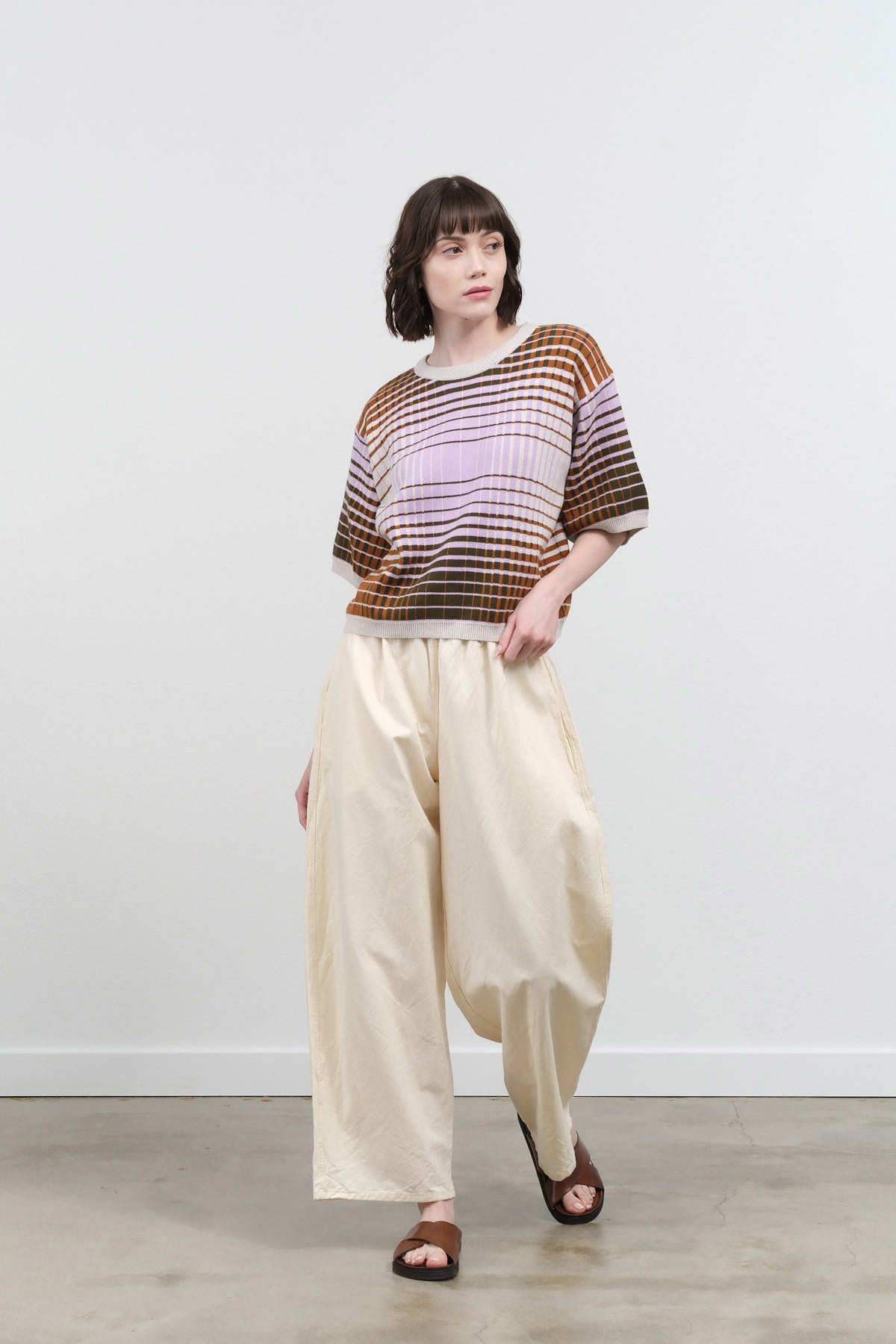 Wol Hide Wide Twill Trouser in Natural
