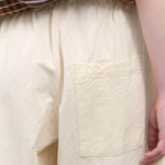 Natural Tan Wide Leg Wol Hide Wide Twill Trousers with Back Pocket and Elastic Waist