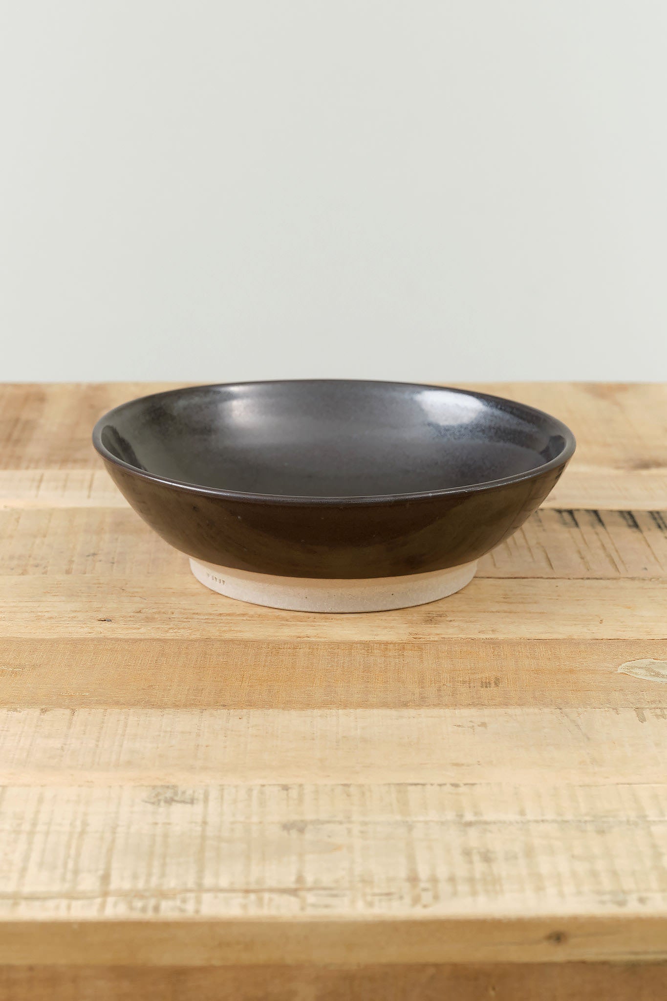 Ash Mist and Black Serving Bowl by WRF Lab Ceramics