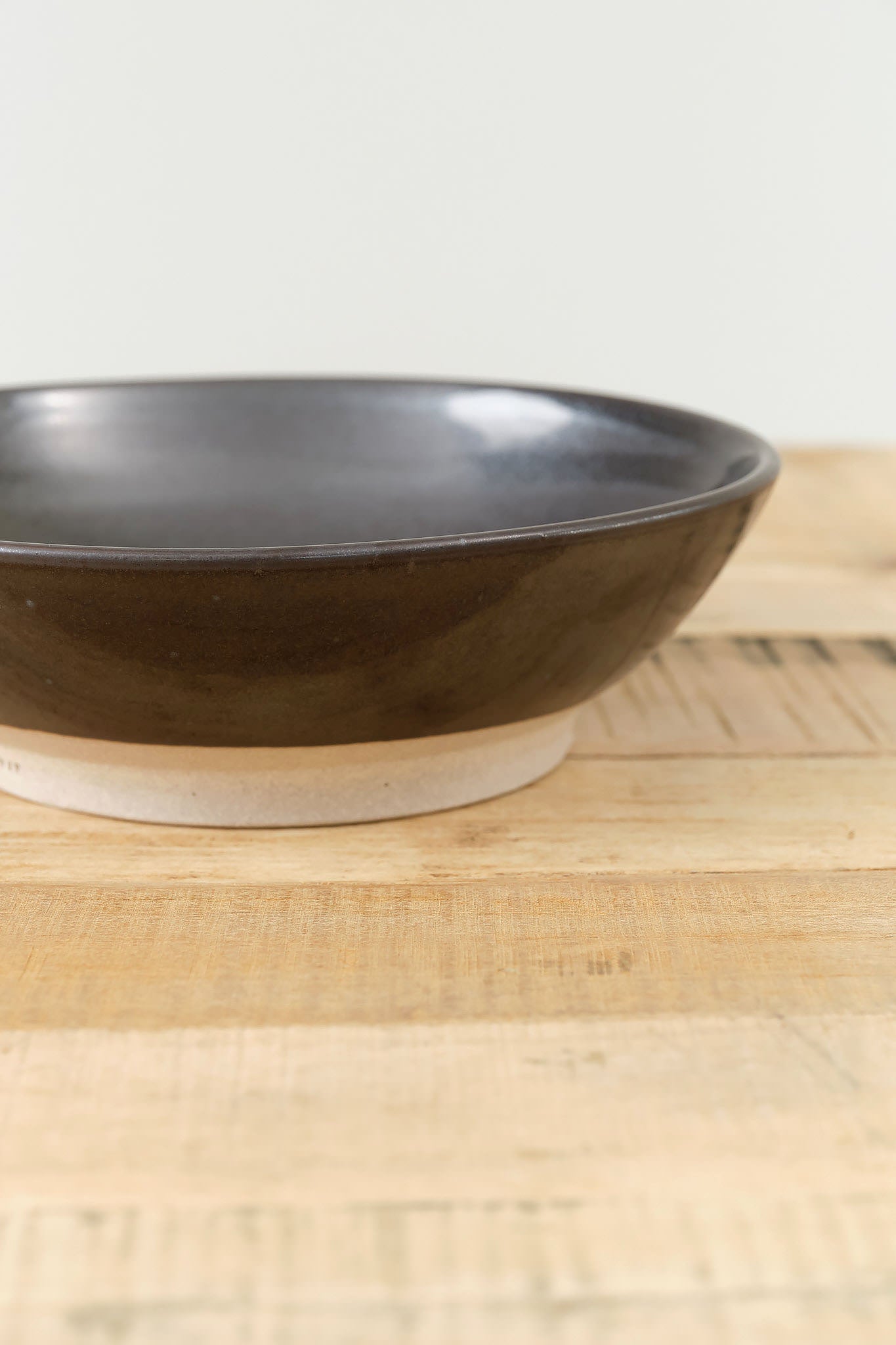 Ash White Mist Grey and Black Handmade Serving Bowl by WRF Labs Ceramics 