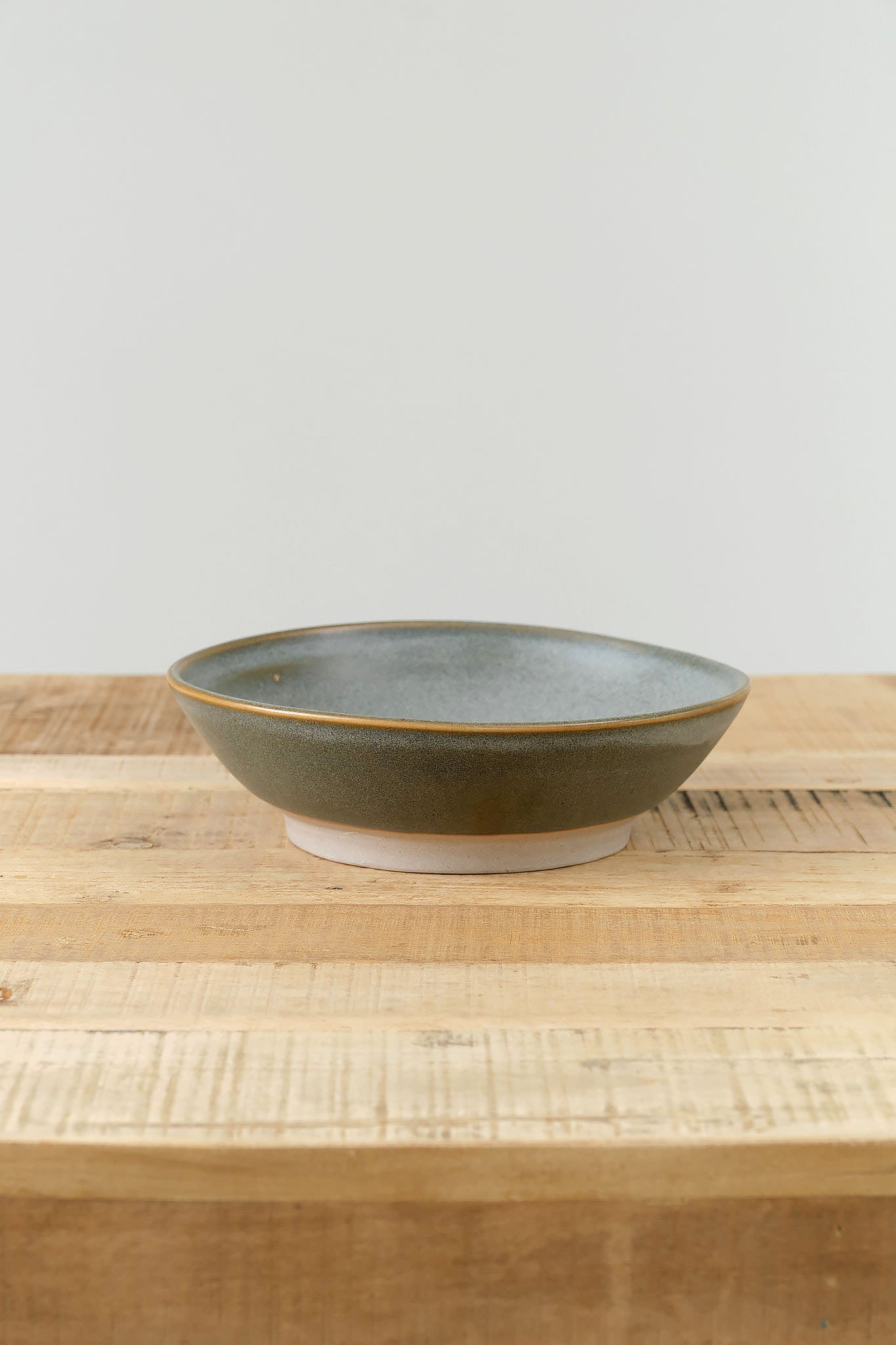 Handmade Serving Bowl in Ash White Mist Grey and Black by WRF Labs Ceramics 