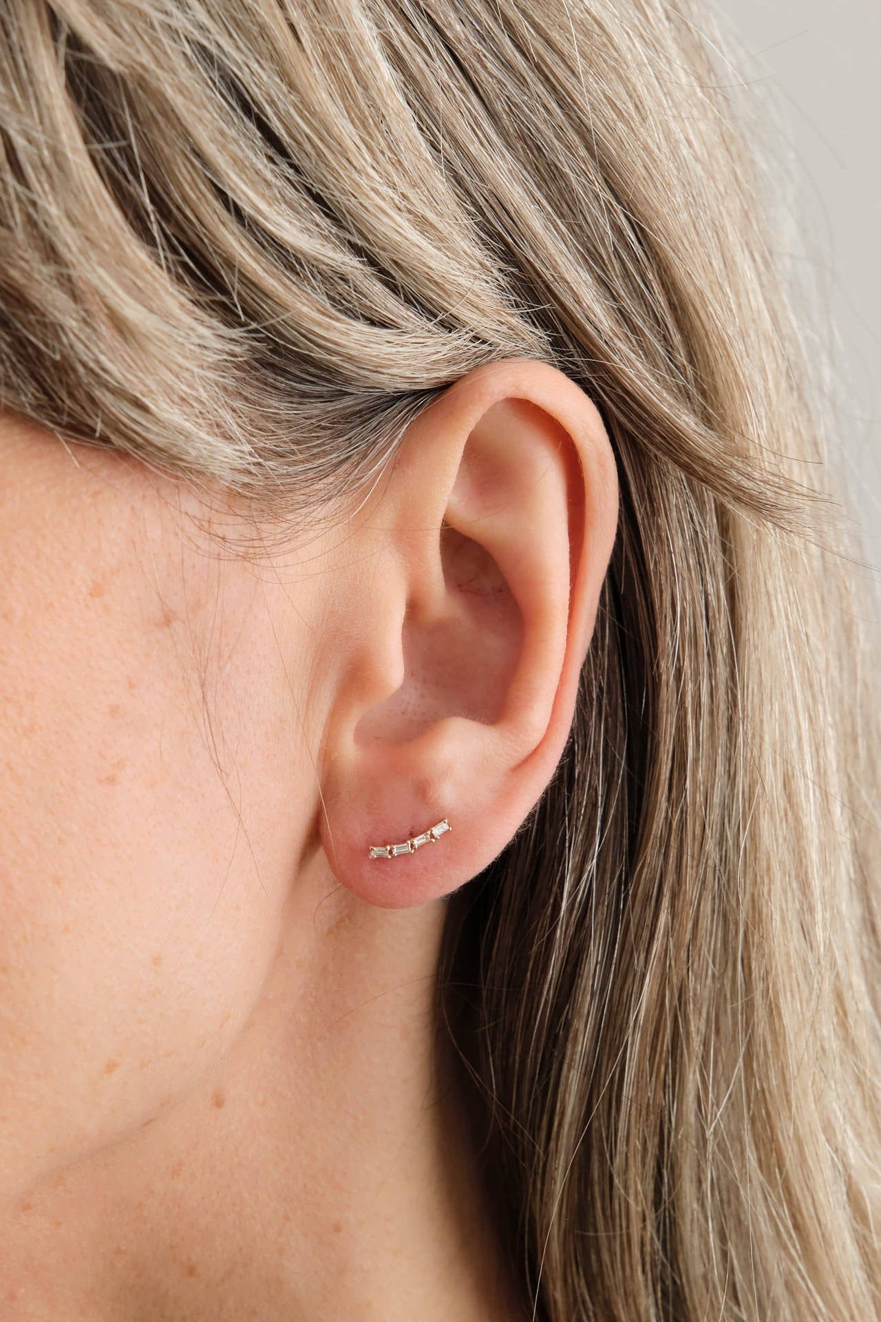 WWAKE Jewelry Earrings Diamond Arc Flatback Earring 14K Yellow Gold / Single