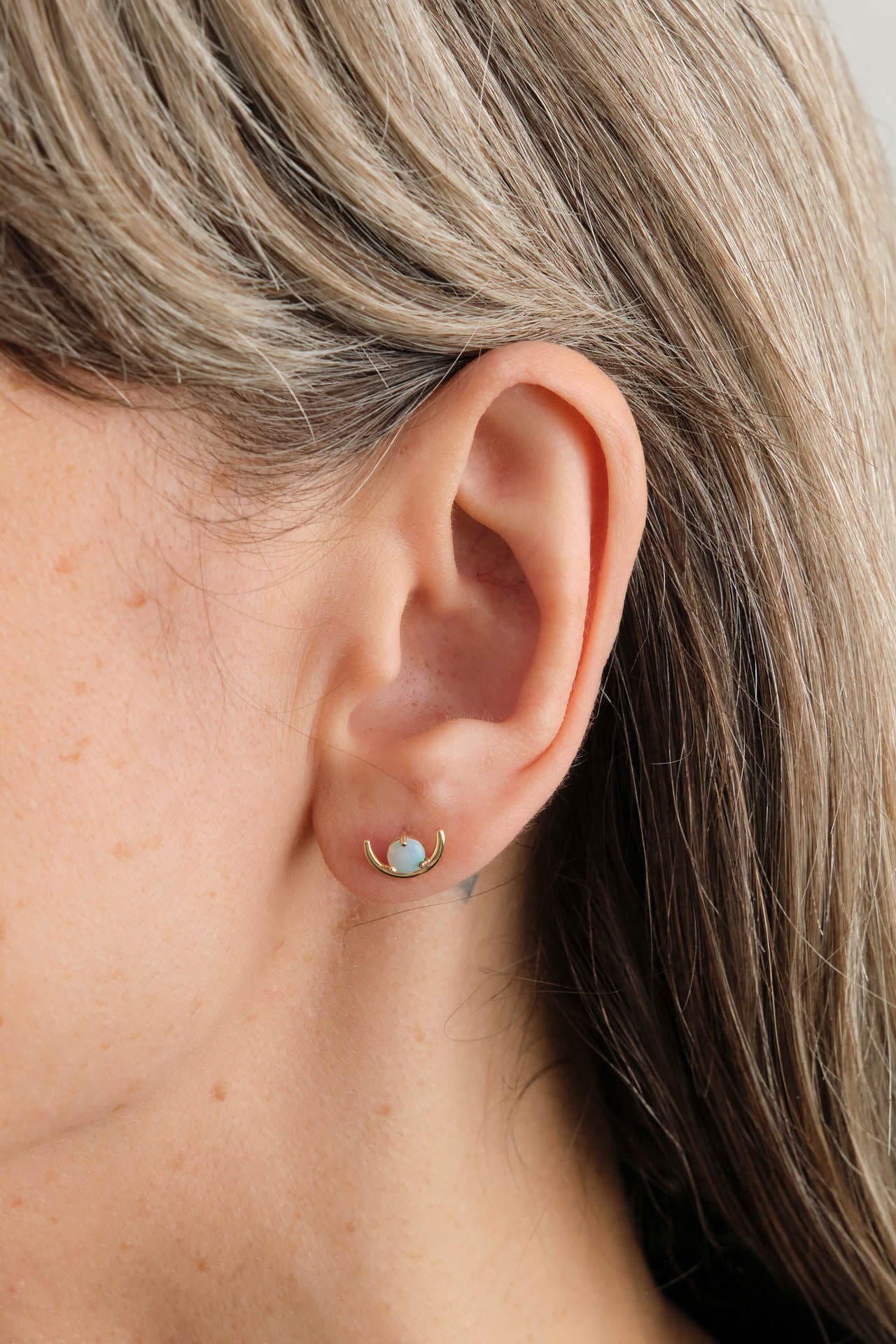 WWAKE Jewelry Earrings Large Opal Arc Earring 14K Yellow Gold / Single