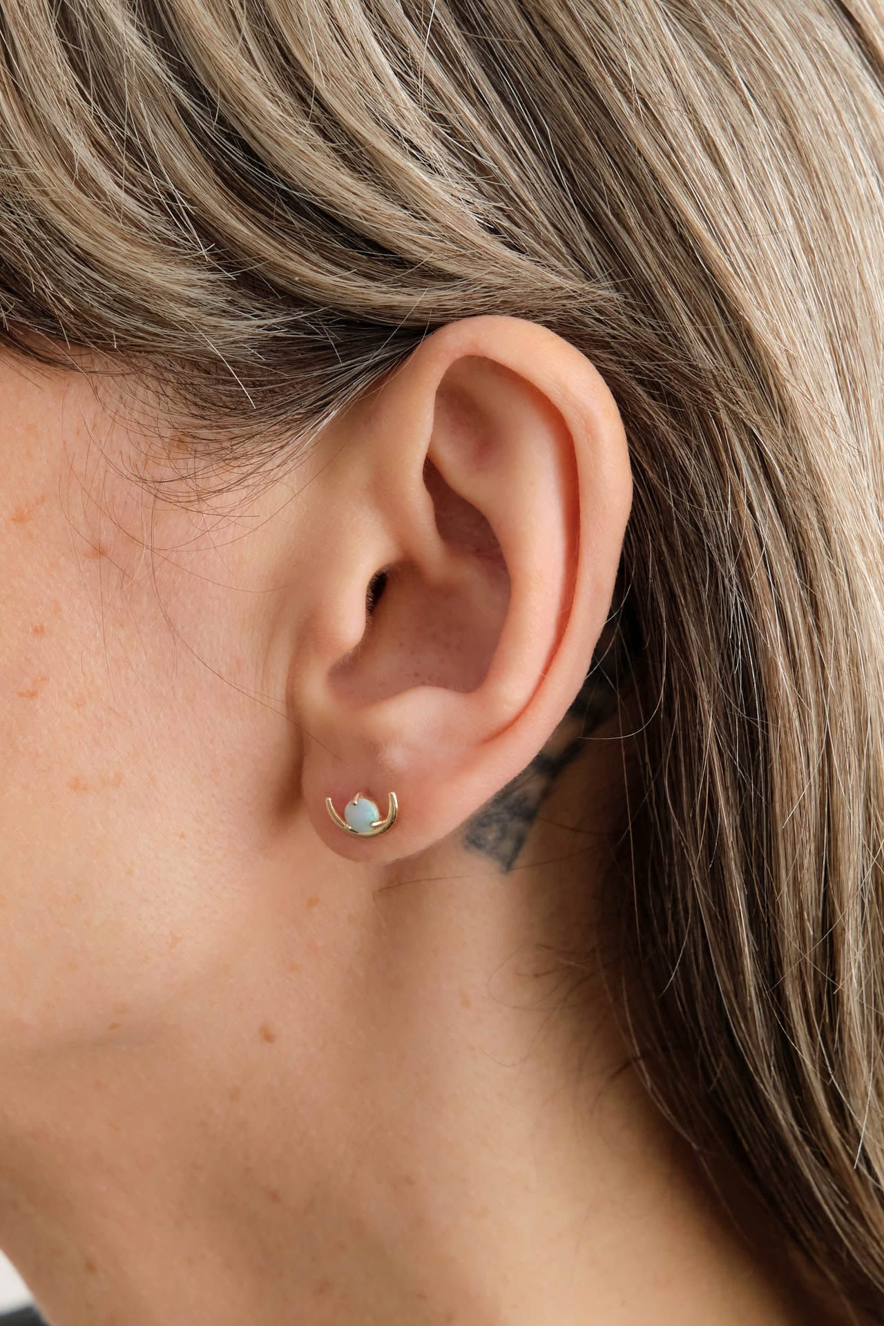 WWAKE Jewelry Earrings Large Opal Arc Earring 14K Yellow Gold / Single