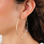 WWAKE Jewelry Earrings Medium Counting Hoops Australian Opal and Sapphire / Pair