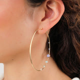 WWAKE Jewelry Earrings Medium Counting Hoops Australian Opal and Sapphire / Pair