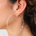WWAKE Jewelry Earrings Medium Counting Hoops Australian Opal and Sapphire / Pair