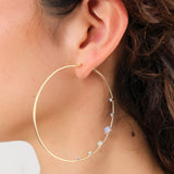 WWAKE Jewelry Earrings Medium Counting Hoops Australian Opal and Sapphire / Pair