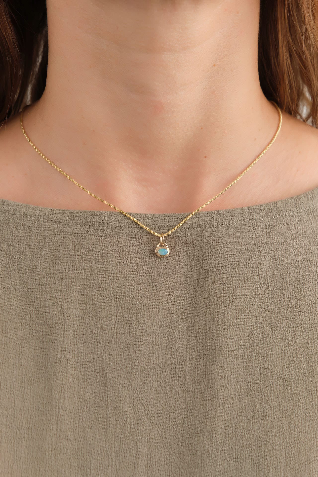 WWAKE Jewelry Necklaces Opal Heart Charm Australian Opal / Charm Only