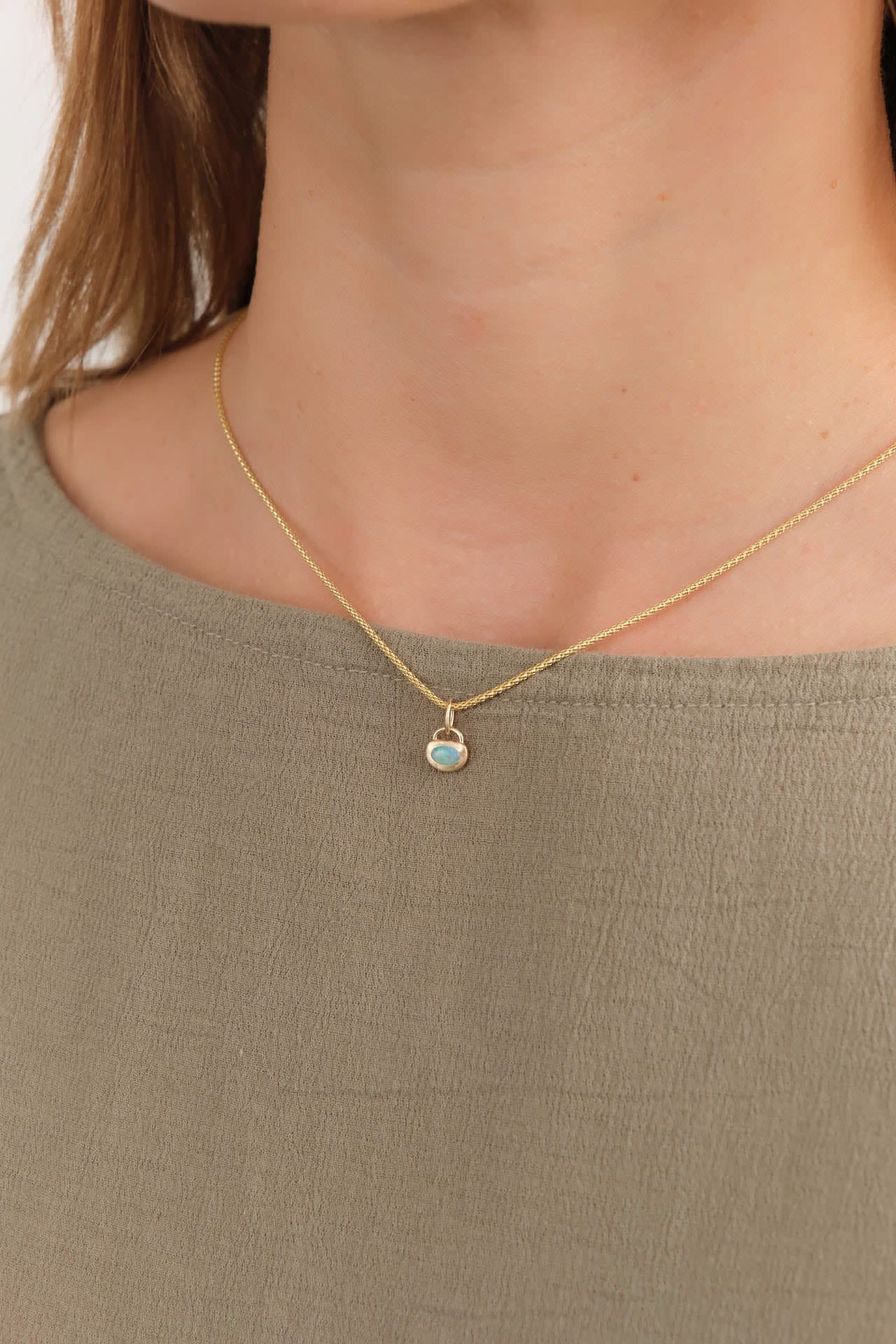 WWAKE Jewelry Necklaces Opal Heart Charm Australian Opal / Charm Only
