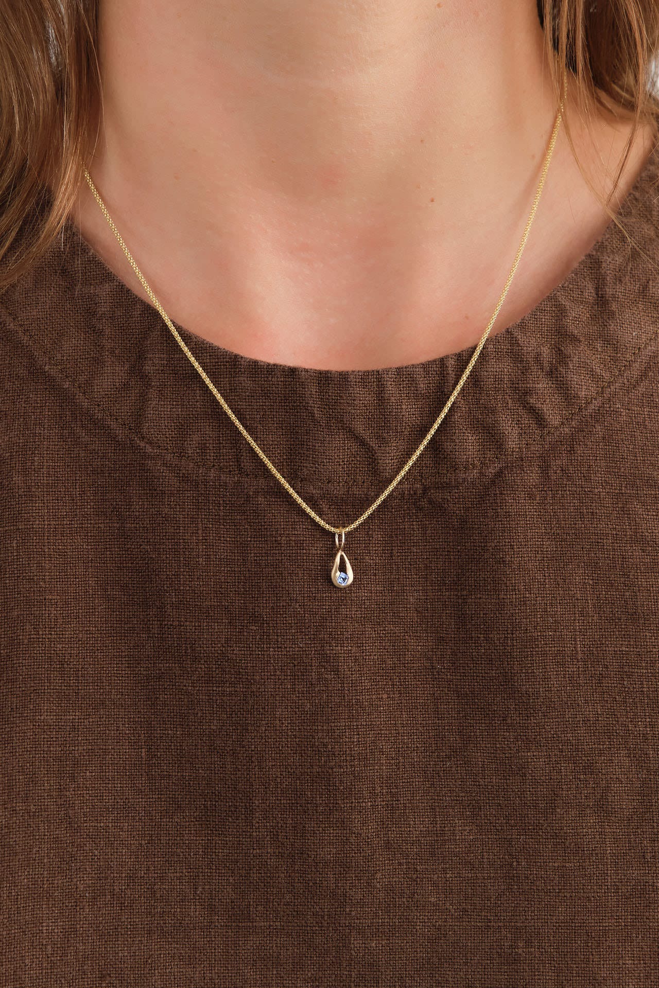 WWAKE Jewelry Necklaces Sapphire Drop Charm Sri Lankan Sapphire / Charm Only