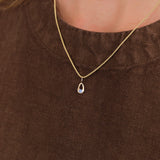 WWAKE Jewelry Necklaces Sapphire Drop Charm Sri Lankan Sapphire / Charm Only