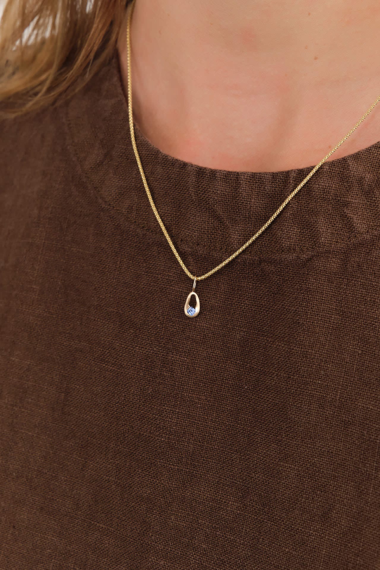 WWAKE Jewelry Necklaces Sapphire Drop Charm Sri Lankan Sapphire / Charm Only