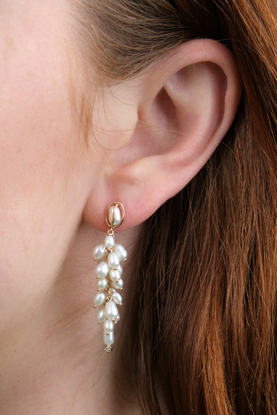 Shop Yellow Gold Diamond Pearl Stick Earrings | Carbon & Hyde