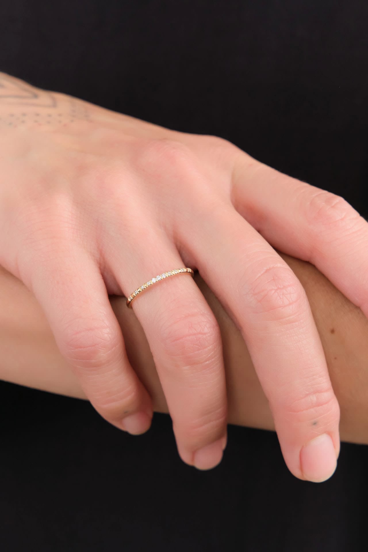 WWAKE Jewelry Rings Small Micropave Diamond Graduated Band White Diamond / 7