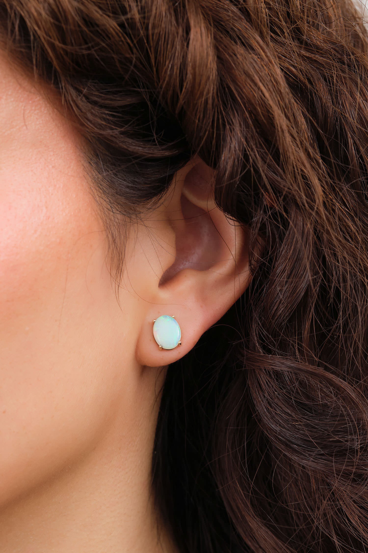 WWAKE XL Opal Stud Earrings in 14K Yellow Gold