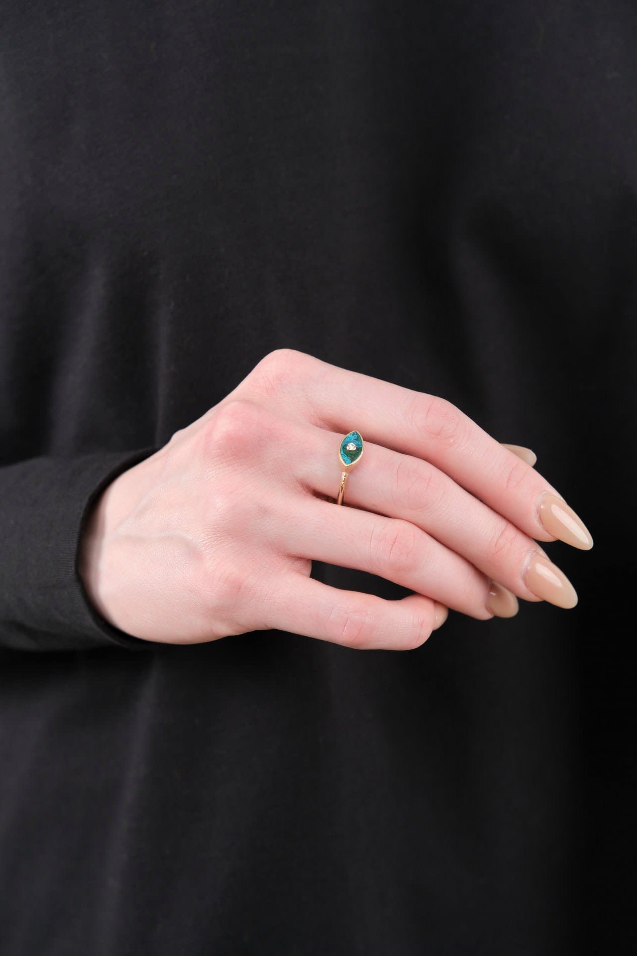 Young In The Mountains Jewelry Rings Anja Ring in Chrysocolla White Diamond / 8