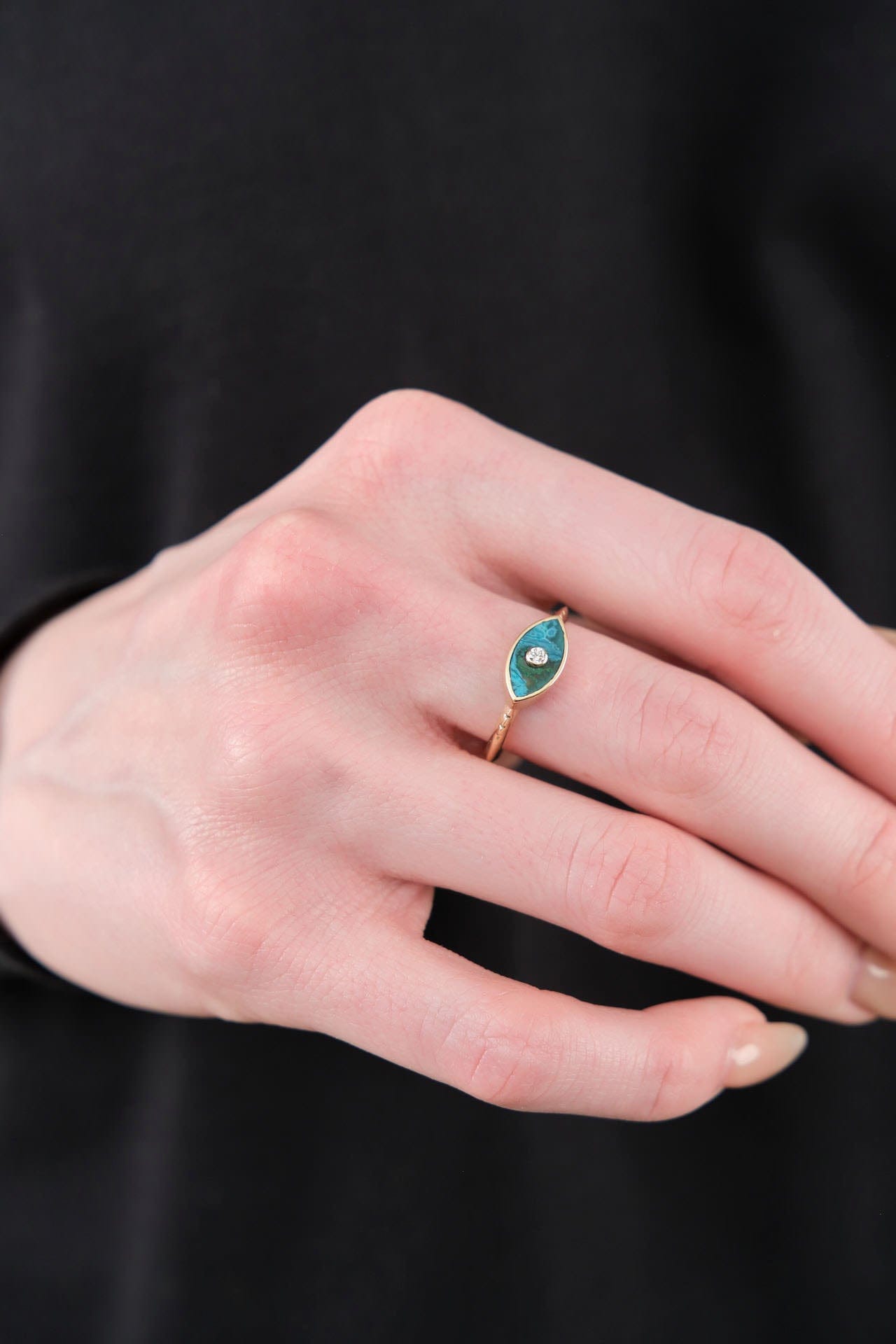 Young In The Mountains Jewelry Rings Anja Ring in Chrysocolla White Diamond / 8