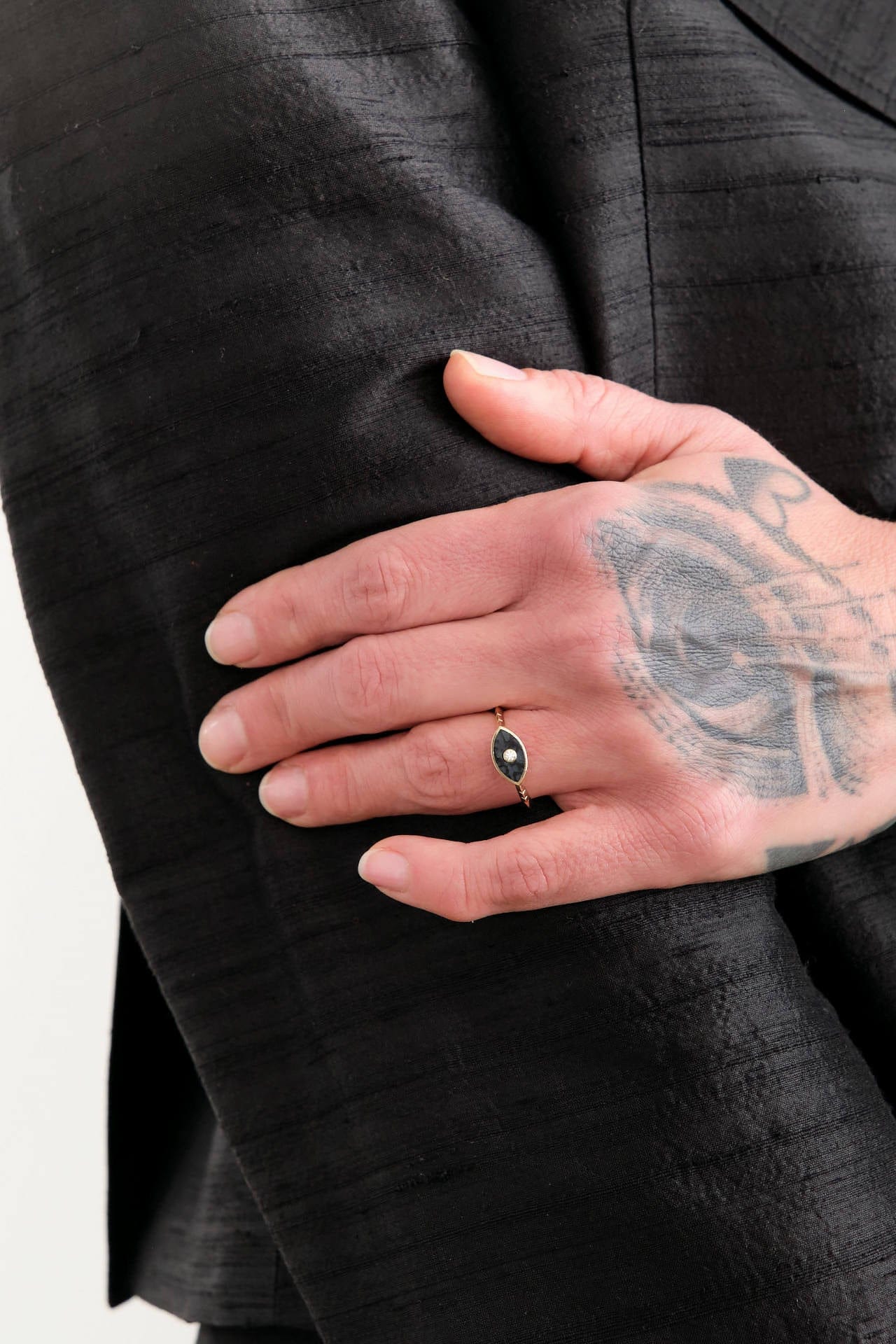 Young In The Mountains Jewelry Rings Anja Ring in Colorado Black Dinosaur Bone 14K Yellow Gold / 8