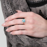 Young in the Mountains Blue Black Turquoise Cerclen Ring with Diamond 