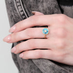 Blue Black Turquoise Cerclen Ring with Diamond by Young in the Mountains