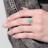 Blue Black Turquoise Cerclen Ring with Diamond by Young in the Mountains