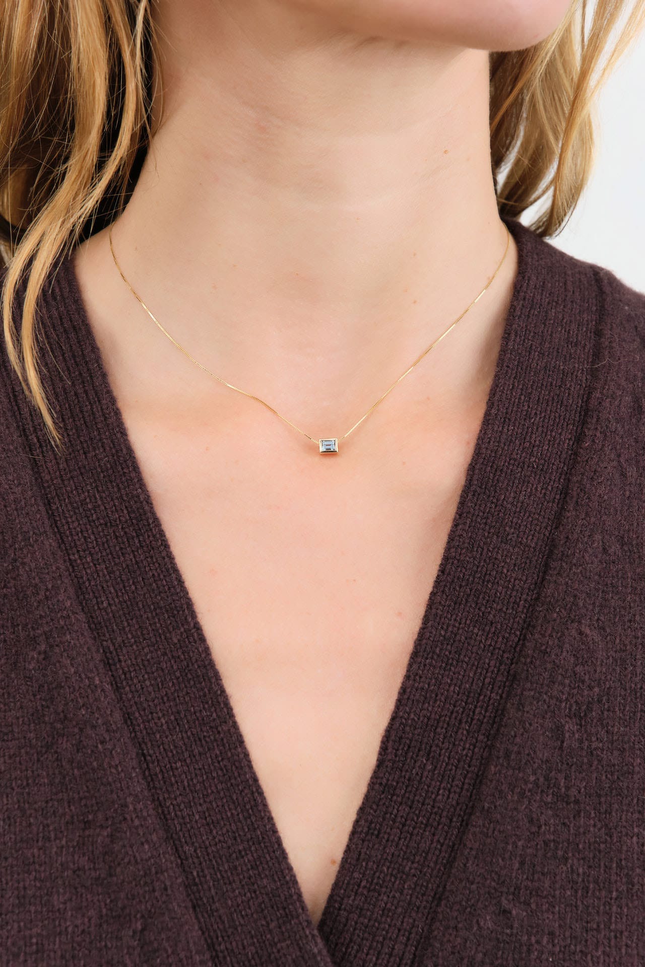 Young In The Mountains Jewelry Necklaces Blue Montana Sapphire Baguette Necklace Montana Sapphire / 15" Chain