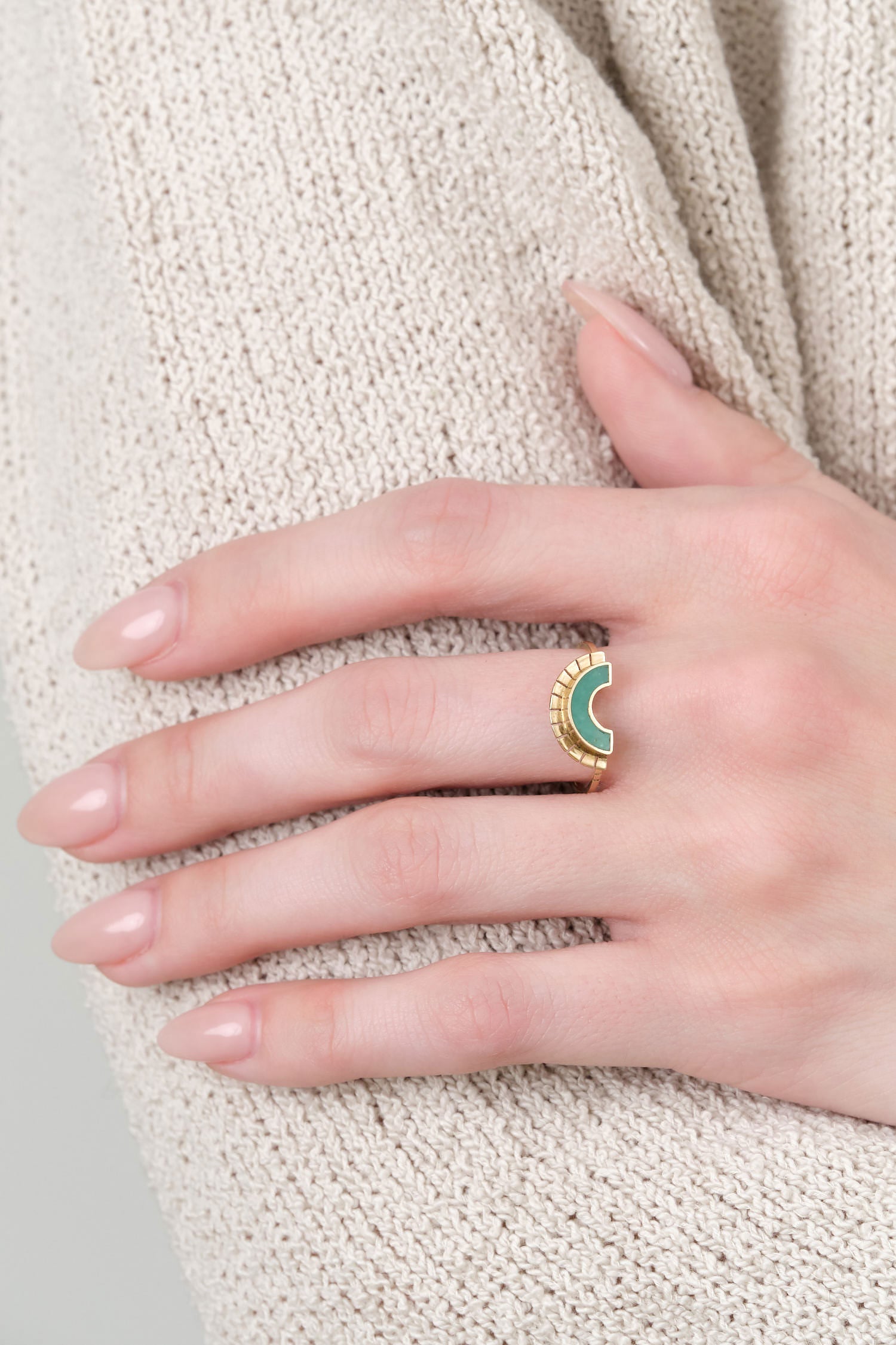 Broken Arrow Turquoise Selene Ring in 14K Gold by Young in The Mountains 