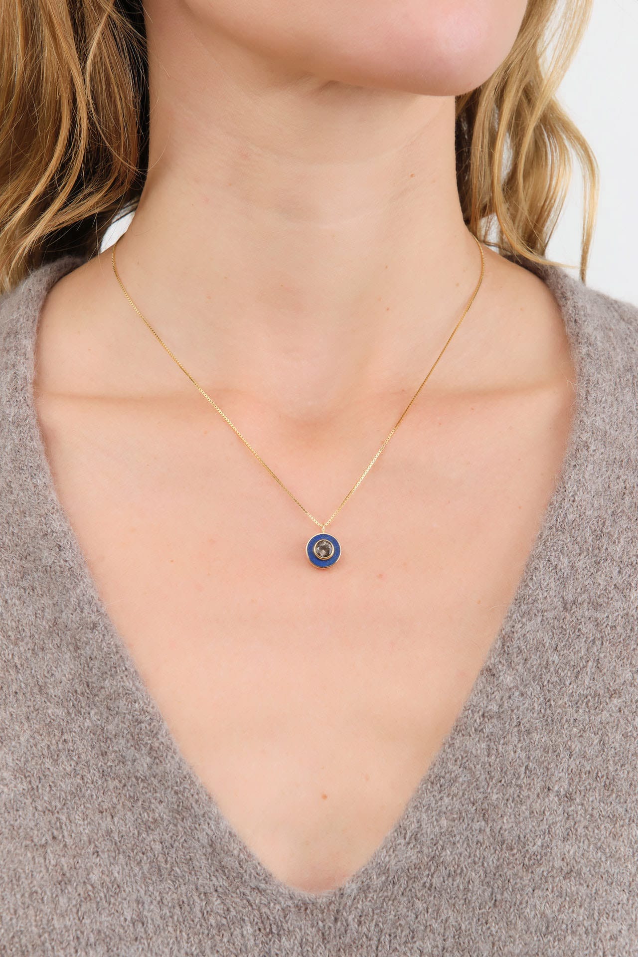 Young In The Mountains Jewelry Necklaces Cerclen Necklace in Ultra Rare Colorado Lapis Lazuli Colorado Lapis Lazuli and Smoky Quartz / 18" Chain