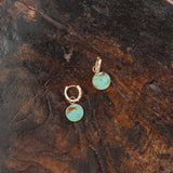 Young In The Mountains Jewelry Earrings Circ Earrings in Two Tone Turquoise 14K Yellow Gold / Pair