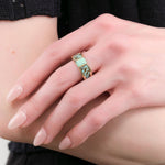 Young In The Mountains Jewelry Rings Feronia Inlay Band Ring in Broken Arrow Turquoise 14K Yellow Gold / 6.75