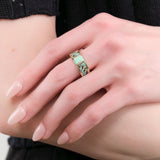 Young In The Mountains Jewelry Rings Feronia Inlay Band Ring in Broken Arrow Turquoise 14K Yellow Gold / 6.75