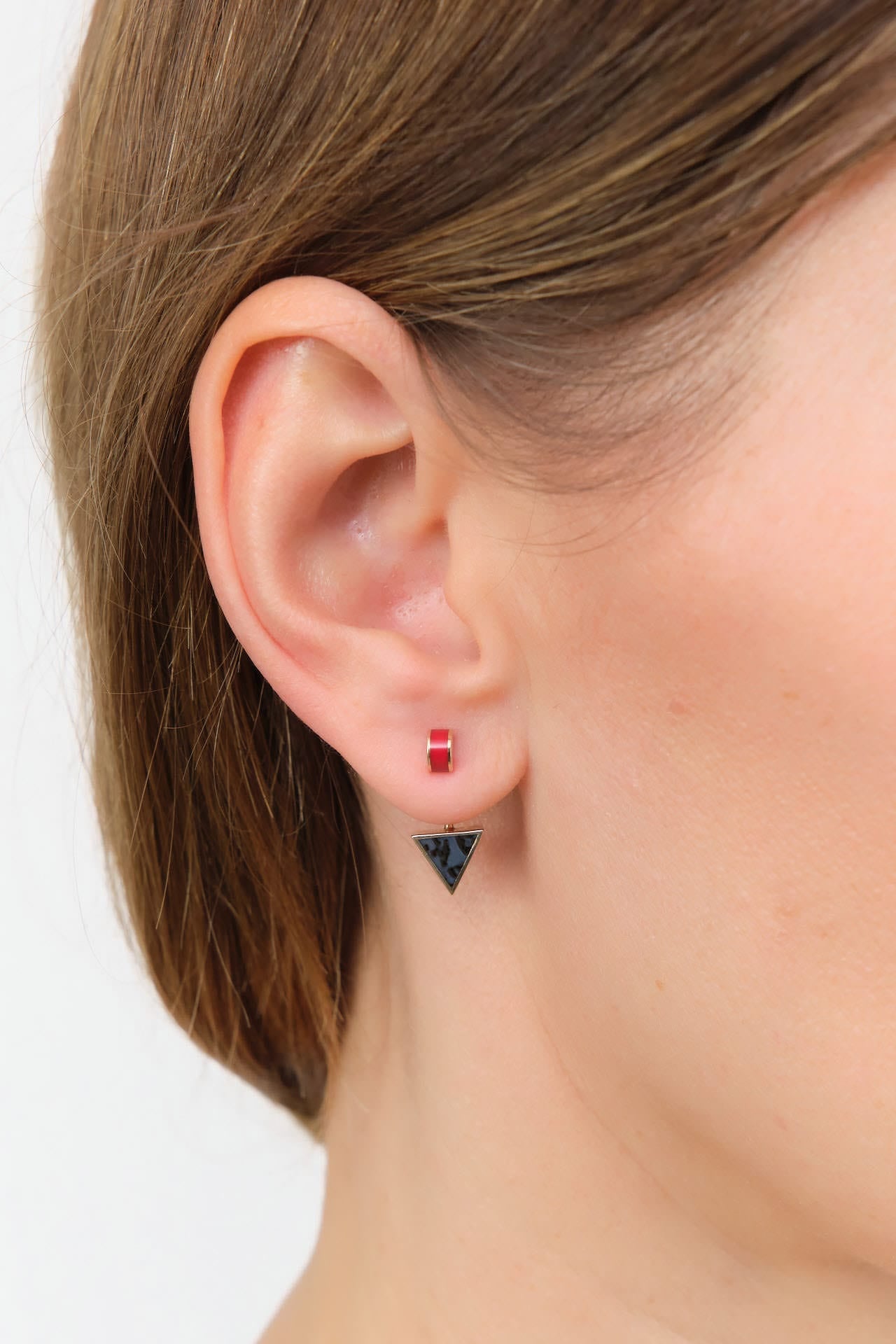 Young In The Mountains Jewelry Earrings Giza Ear Jackets Black Dinosaur Bone and Rosarita / Pair