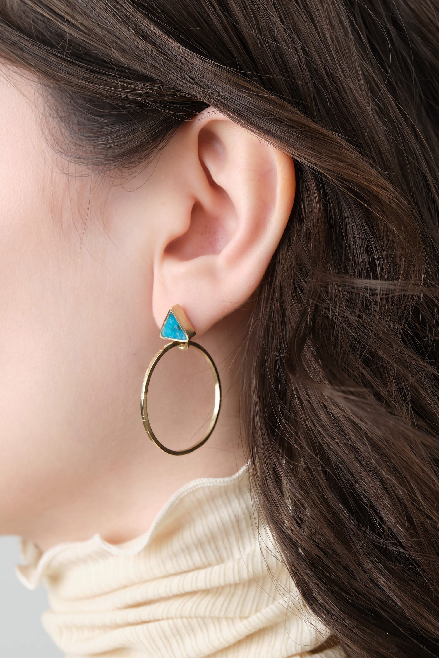 Kingman Turquoise Playa Hoop Earrings in Gold by Young In The Mountains