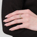 Young in The Mountains Large Arch Rioga Crown Ring in Gold and Diamonds 