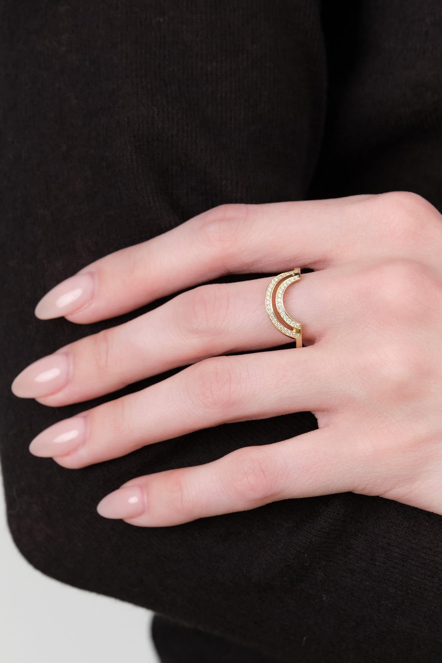 Large Arch Rioga Crown Ring in Gold and Diamonds by Young in The Mountains