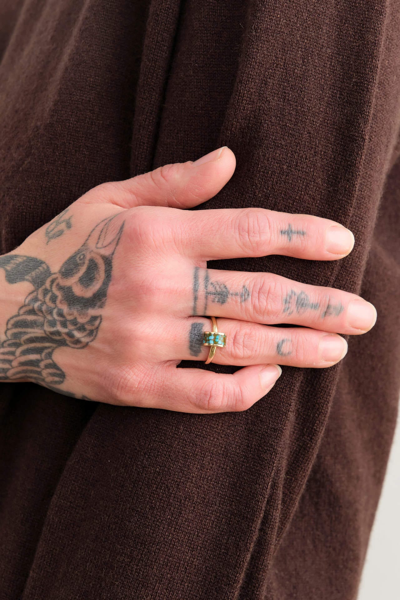 Young In The Mountains Jewelry Rings Luna Ring in Red Web Turquoise 14K Yellow Gold / 7