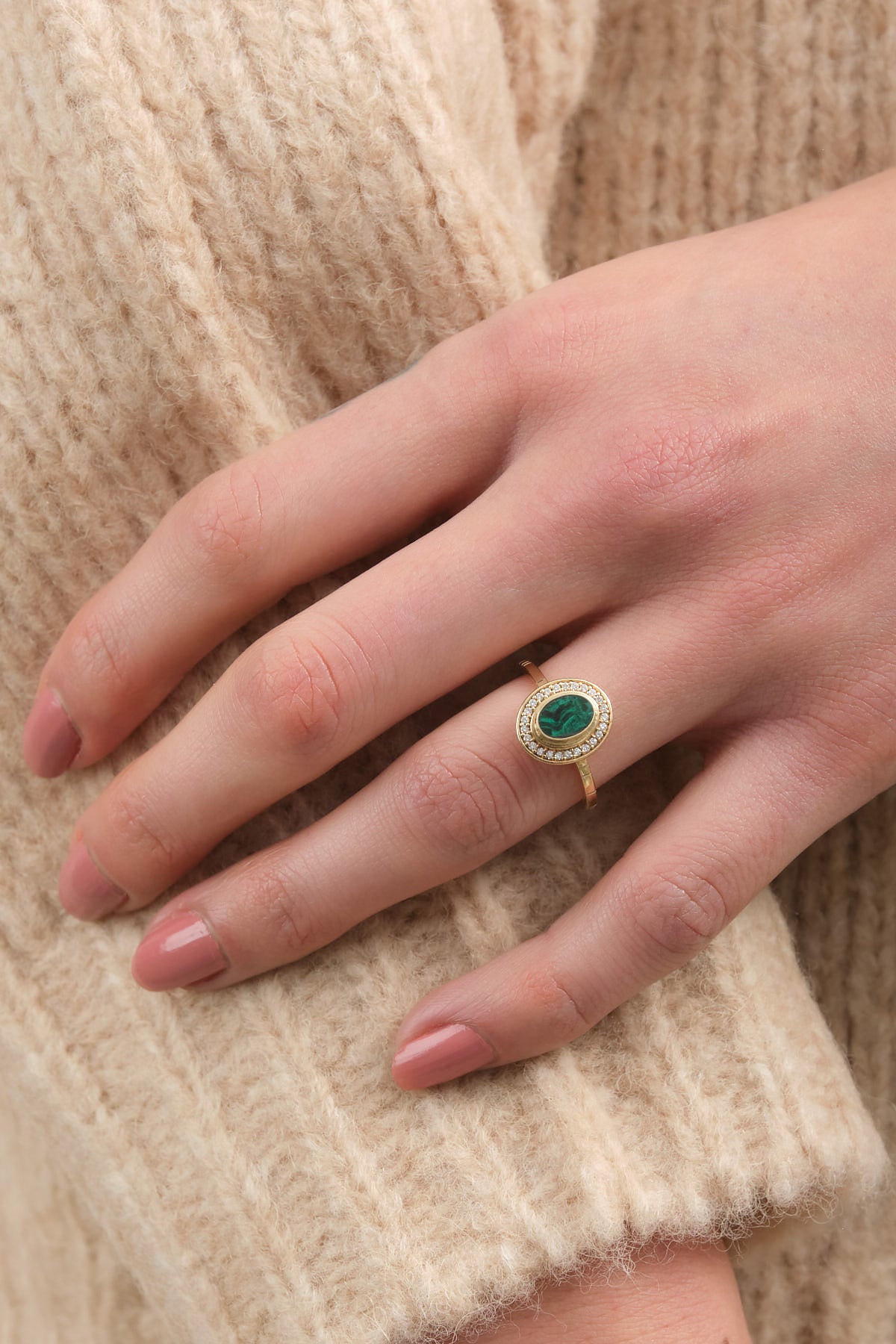 Young in the Mountains Malachite Halo Ring