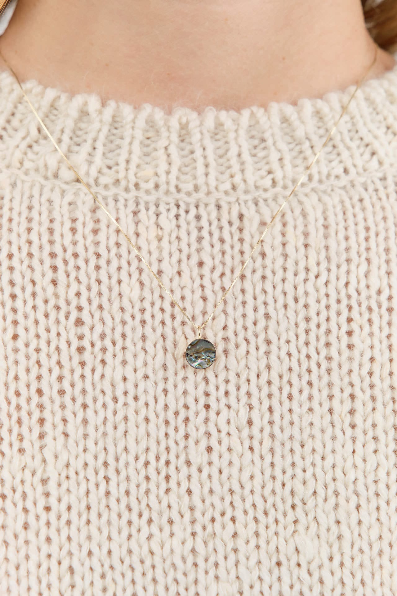 Young In The Mountains Jewelry Necklaces Mini Circ Necklace Abalone Shell / 18" Chain