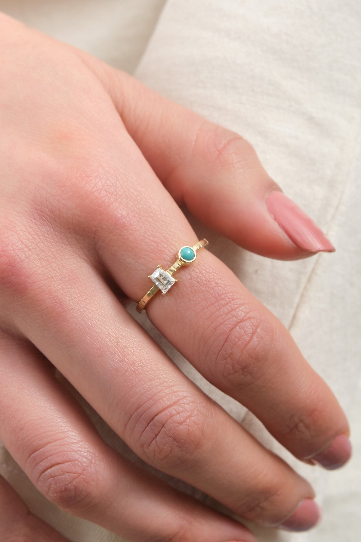 Young in the Mountains Morenci Turquoise Toi & Moi Ring