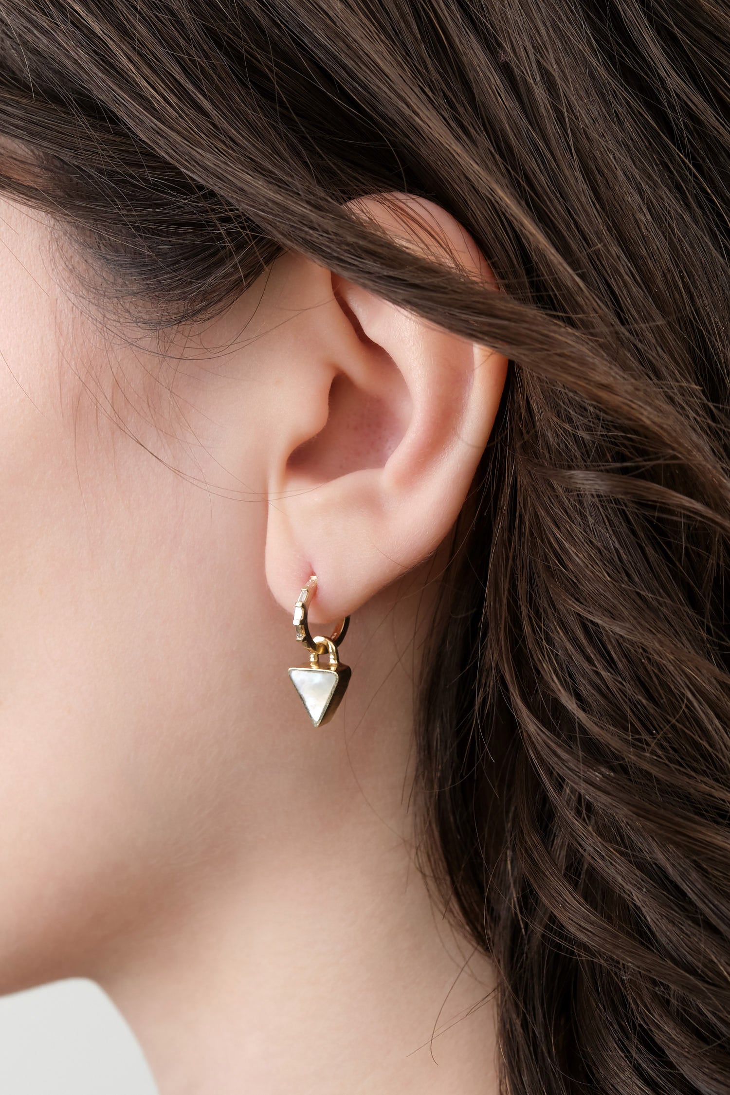 Mother Of Pearl Giza Earrings in Gold by Young in the Mountains