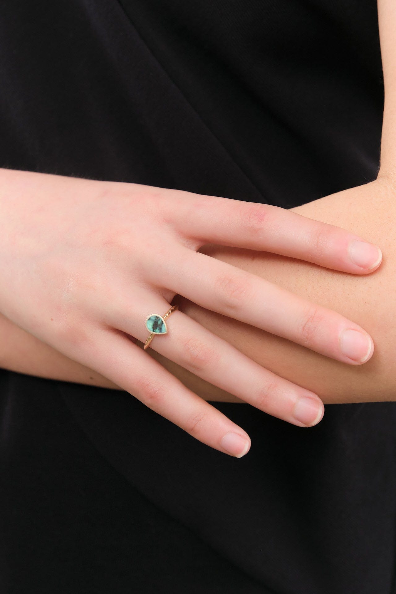 Young In The Mountains Jewelry Rings Poire Ring in Snowville Variquoise 14K Yellow Gold / 6.75