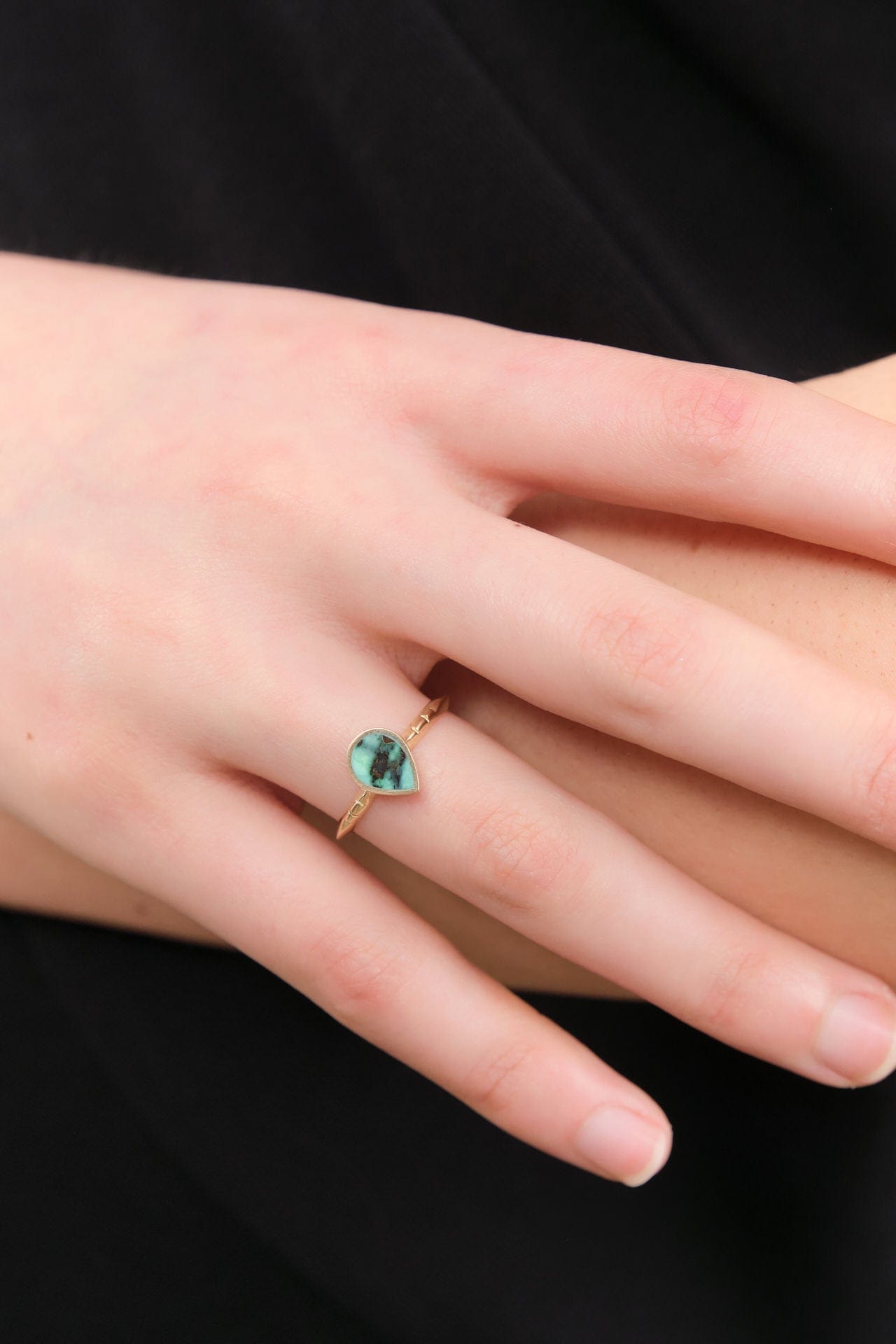 Young In The Mountains Jewelry Rings Poire Ring in Snowville Variquoise 14K Yellow Gold / 6.75