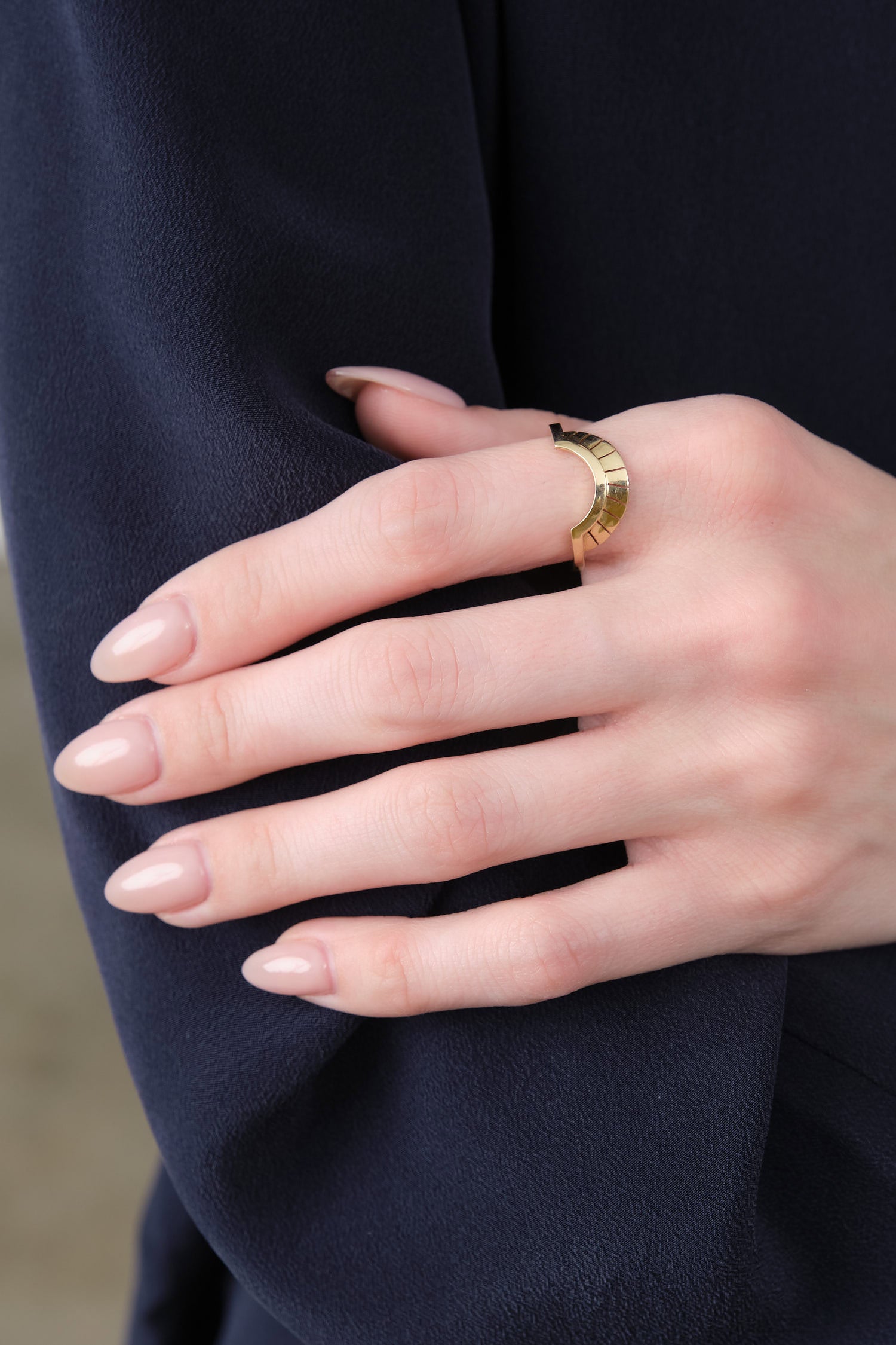 Young in The Mountains Serrated Aura Ring in 14K Yellow Gold 