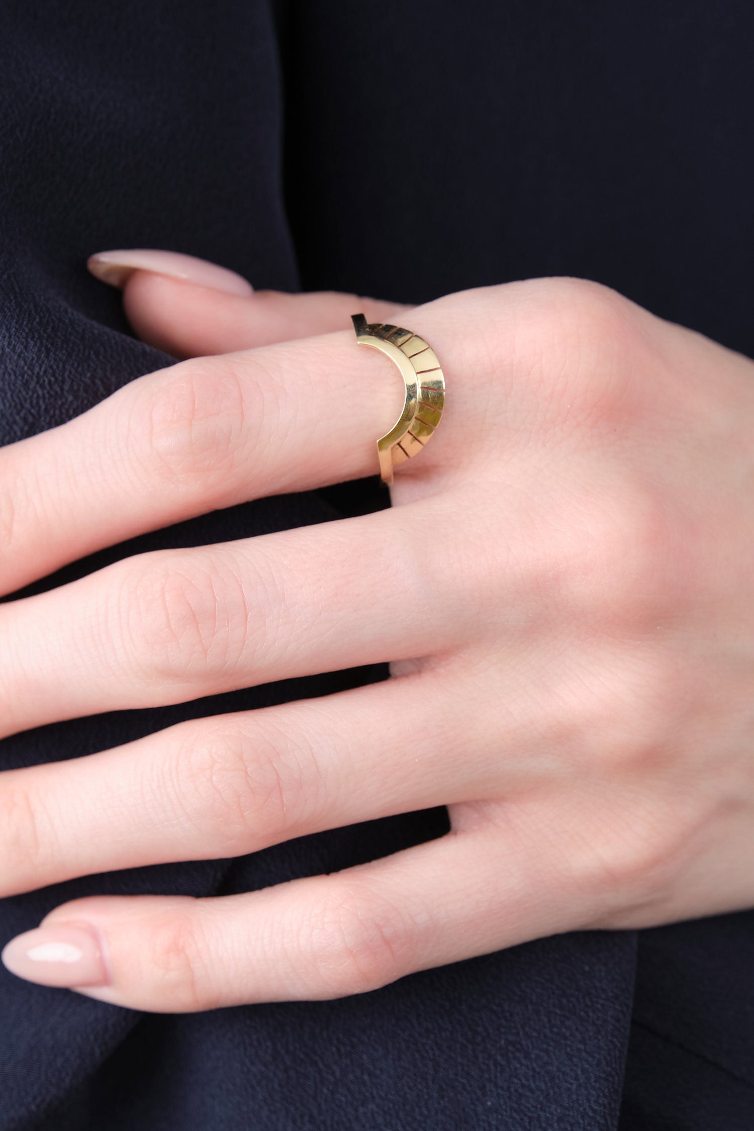 Serrated Aura Ring in 14K Yellow Gold by Young in The Mountains